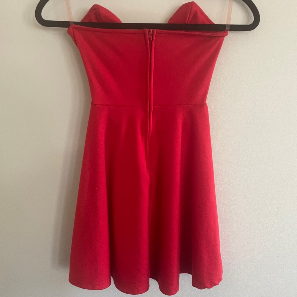 Red Deep V Dress - Picture 5 of 7
